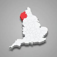 cumbria condado ubicación dentro Inglaterra 3d mapa vector