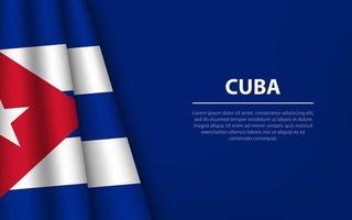 Wave flag of Cuba with copyspace background. vector