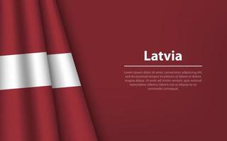 Wave flag of Latvia with copyspace background. vector