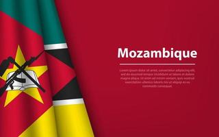 Wave flag of Mozambique with copyspace background. vector