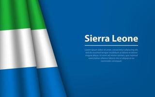 Wave flag of Sierra Leone with copyspace background. vector