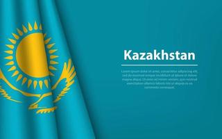 Wave flag of Kazakhstan with copyspace background. vector