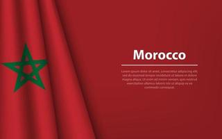 Wave flag of Morocco with copyspace background. vector