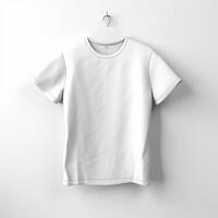 White t-shirt mockup isolated on grey background. 3d rendering artwork photo