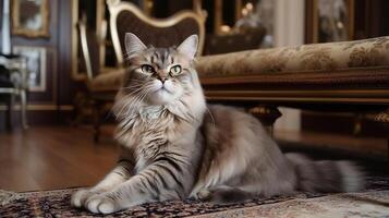 A charming and fluffy white kitten sitting down, art work photo