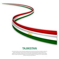 Waving ribbon or banner with flag of Tajikistan vector