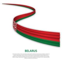 Waving ribbon or banner with flag of Belarus vector