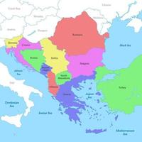 map of Balkans with borders of the countries. vector