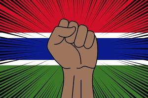 Human fist clenched symbol on flag of Gambia vector