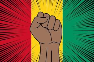 Human fist clenched symbol on flag of Guinea vector