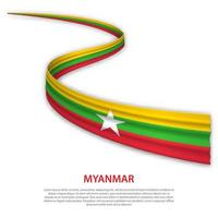 Waving ribbon or banner with flag of Myanmar vector