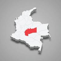 Meta region location within Colombia 3d map vector