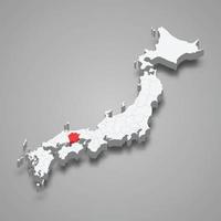 Okayama region location within Japan 3d map vector