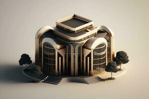 3d edificio estructura en un superficie, 3d real inmuebles concepto generado por ai obra de arte foto