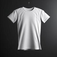 blanco camiseta Bosquejo aislado en gris antecedentes. 3d representación ai generado obra de arte foto