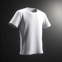 blanco camiseta Bosquejo aislado en gris antecedentes. 3d representación ai generado obra de arte foto