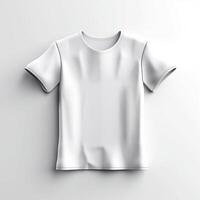 blanco camiseta Bosquejo aislado en gris antecedentes. 3d representación ai generado obra de arte foto