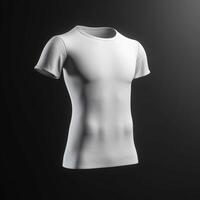 blanco camiseta Bosquejo aislado en gris antecedentes. 3d representación ai generado obra de arte foto