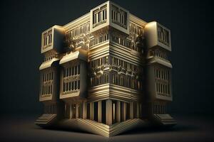 3D building Structure on a Surface, 3d real estate concept  AI-generated artwork photo