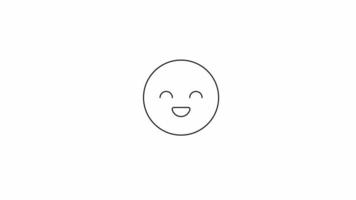 Animated bw floating happy emoticon. Black and white thin line icon 4K video footage for web design. Emoji with smile isolated monochromatic flat element animation with alpha channel transparency