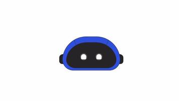 Animated robot head with glowy eyes. Flat outline style icon 4K video footage for web design. Robotics isolated colorful thin line element animation on white background with alpha channel transparency