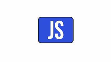 Animated JS language button. Flat outline style icon 4K video footage for web design. Scripting isolated colorful thin line element animation on white background with alpha channel transparency