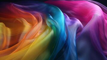 arco iris colores suave lujo tela paño, ai generado obra de arte foto
