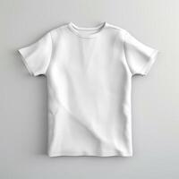 blanco camiseta Bosquejo aislado en gris antecedentes. 3d representación ai generado obra de arte foto