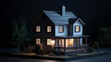 3D rendering of a house with solar panels on the roof. artwork photo