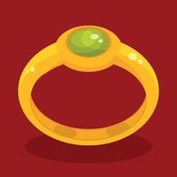 Illustration Of A Gold Ring With Green Precious Stone vector