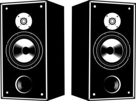 Monochrome Vector Image Of Two Loudspeakers