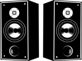 Monochrome Vector Image Of Two Loudspeakers