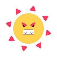 Dangerous summer sun semi flat colorful vector character. Excessive ultraviolet exposure. Editable full sized icon on white. Simple cartoon spot illustration for web graphic design and animation