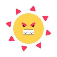 Dangerous summer sun semi flat colorful vector character. Excessive ultraviolet exposure. Editable full sized icon on white. Simple cartoon spot illustration for web graphic design and animation