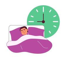 Get enough sleep flat concept vector spot illustration. Editable 2D cartoon character on white for web UI design. Healthy rest at night creative hero image for website landings, mobile headers