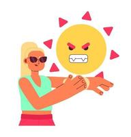 Protection from sun UV rays flat concept vector spot illustration. Editable 2D cartoon character on white for web UI design. Apply sunscreen creative hero image for website landings, mobile headers