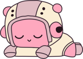 Robot. Cute artificial robotic character sleeps. Hand drawn. Futuristic retro androids. Cartoon style. I png