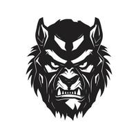 android lycanthrope, vintage logo concept black and white color, hand drawn illustration vector