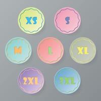 Round Stickers With Size Labels, Vector Pack