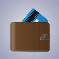 Leather Wallet With Credit Card Inside vector