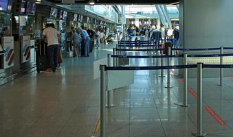 Dusseldorf, Germany, Wednesday 12 April 2023 International airport people walking and traveling in europe high quality background holidays prints photo