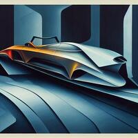 abstract surrealistic futuristic car cubism style. photo