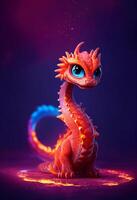 cute dragon made of fire pixar style. . photo