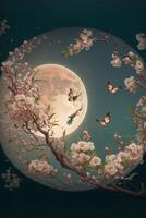 Dream and fairy flying moon. . photo