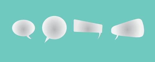 Set of four 3D speech bubble icons, isolated on green background. 3D Chat icon set. vector