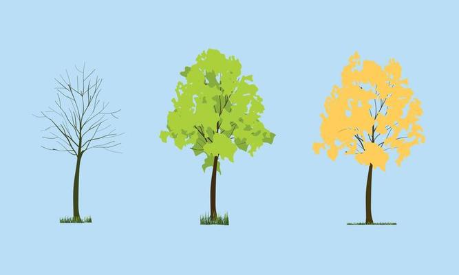 Different seasons of art tree. Vector illustration.