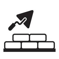 cement trowel and bricks vector icon isolated on white background. Bricklayer spatula vector icon. Vector bricklayer, mason tool icon. Construction and repair.