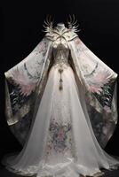 The amazing white Chinese wedding dress. photo