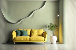 Living room yellow color. . photo