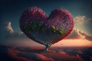 beautiful landscape heart illustration. . photo